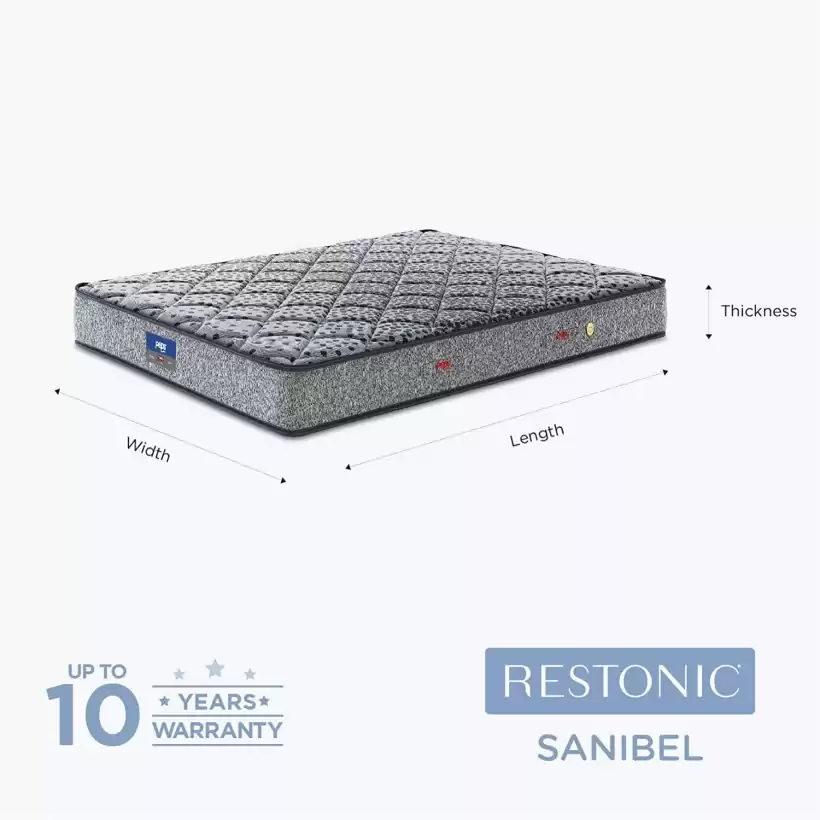 Restonic - Sanibel Normal Top Bonnell Inner Spring - 72 x 30 x 6 inch (Grey)