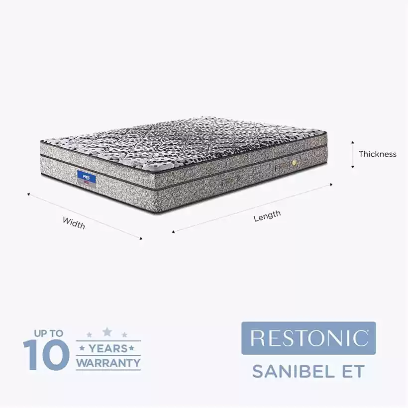 Restonic - Sanibel Euro Top Bonnell Inner Spring - 72 x 30 x 6 inch (Grey)
