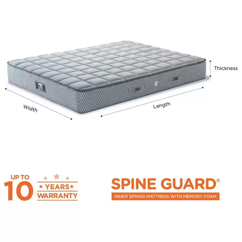 Spineguard - Bonnell Inner Spring Mattress with Memory Foam - 72 x 30 x 5 inch (Grey)