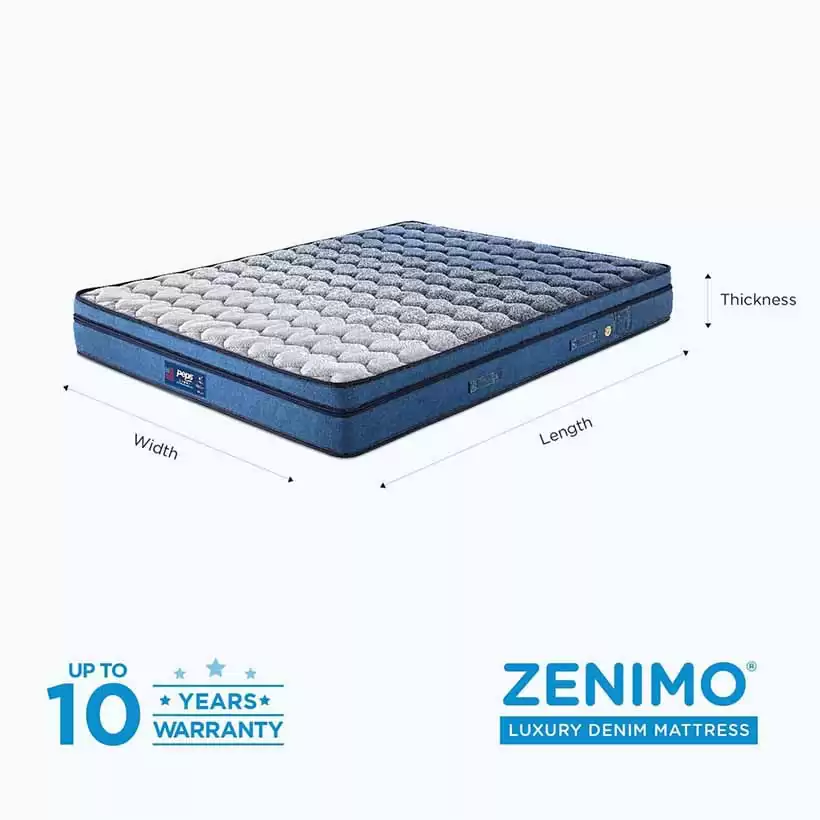 Zenimo - Faux Top Stylish Luxury Denim Mattress - 72 x 30 x 8 inch (Blue)