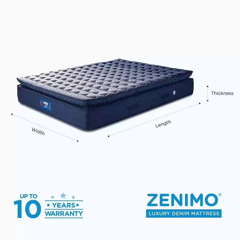Zenimo - Pillow Top Stylish Luxury Denim Mattress - 72 x 30 x 8 inch (Blue)