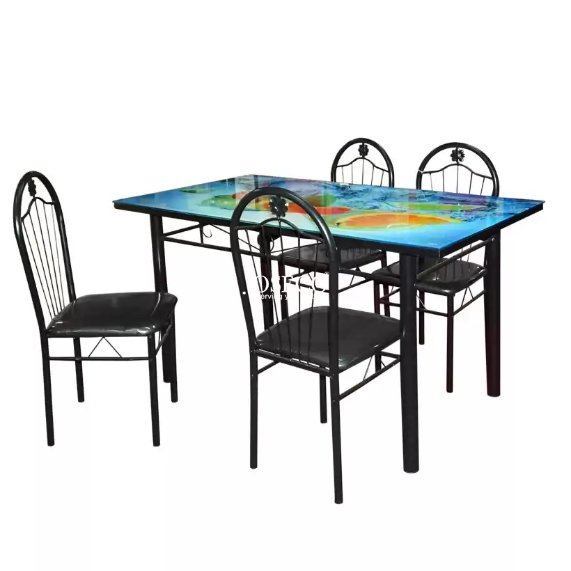 GENTLE GE 4 Seater Glass Dining Table Set